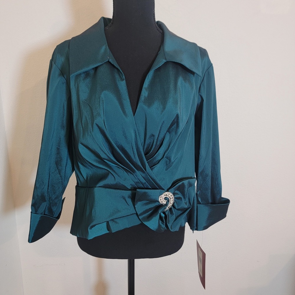 JS Collection VTG Deadstock Petite XL Long‎ Sleeve Formal Party Cocktail Blouse